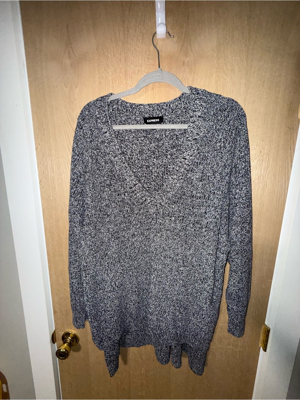 Express Gray V-Neck Women's Sweater Large
